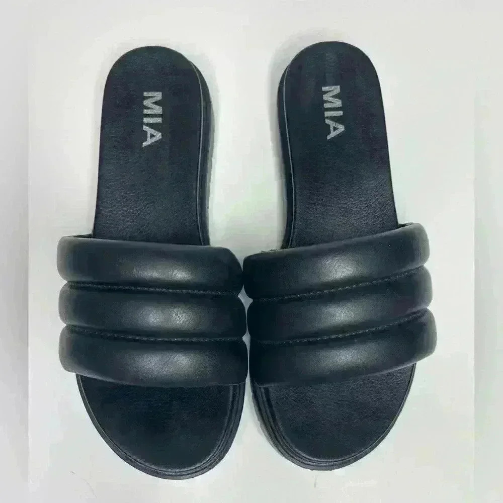 MIA Black Padded Slide Sandals